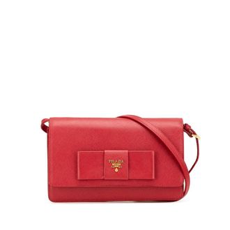 Prada Pre-owned Prada Saffiano Lux Bow Wallet On Strap 6S5T75Y76BAMV6SA