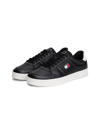 Tommy Jeans Sneaker TOMMY JEANS TJM THE GREENWICH NEW ESS, Herren, Gr. 40, schwarz-weiss (schwarz, wei&szlig;), Leder, Textil, Schuhe Sneaker, Freizeitschuh, Halbschuh,