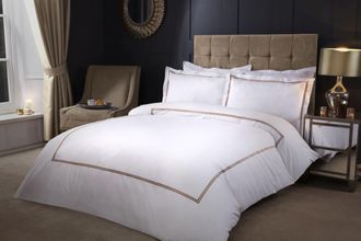 TJ Hughes Mayfair - Embroidered Duvet Set With Oxford Pillowcase In Taupe - TJ Hughes