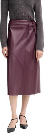 Oui Lerenlook Midi Rok - Dames - Midirokken - Bruin - S - Leer - Rokken