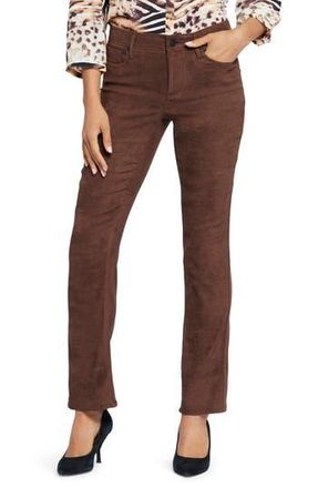 NYDJ Sheri Slim Faux Suede Pants in Dark Chocolate at Nordstrom Rack, Size 4P