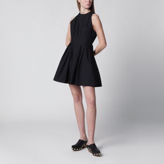 Sportmax Abito corto smanicato in puro cotone nero