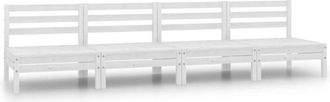 vidaXL 4 Piece Garden Lounge Set White Solid Pinewood Vidaxl