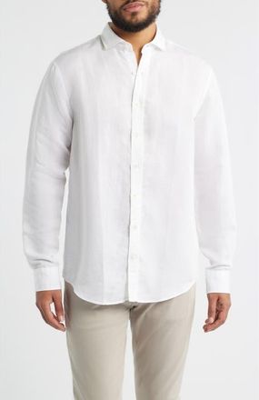 Johnnie-O McCarthy Solid Linen Blend Button-Up Shirt in White at Nordstrom, Size Xx-Large