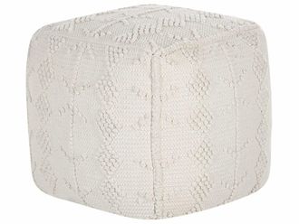 Beliani Puf algod&oacute;n blanco 40 cm 40 cm 40 cm