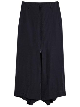 Yohji Yamamoto Neutrals Wide-Leg Front Zipper Viscose-Blend Pants