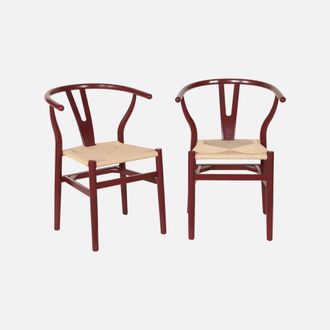 Sweeek Silla De Madera Con Asiento De Cuerda, Set De 2