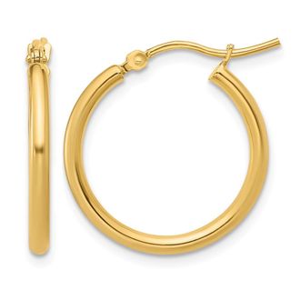 Diamond2Deal 14K Yellow Gold 2x20mm Round Shape Hoop Earrings