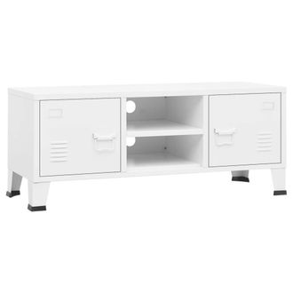 vidaXL Vidaxl - Mueble De Tv Industrial Metal Blanco 105x35x42 Cm