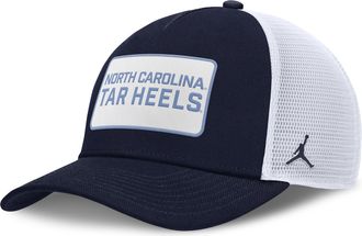 Nike Jordan Mens North Carolina On-Field Rise Jordan Brand College Trucker Adjustable Hat in White | JC97044PNCN-EST