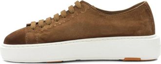 Santoni Suede Lace-Up Platform Sneakers - Dames - Sneakers - Bruin - 36 1/2 EU - Su&egrave;de - Schoenen