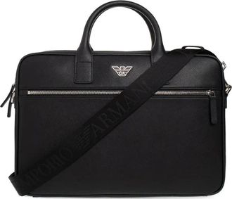 Emporio Armani Tassen, Heren, Zwart, ONE Size, Leer, Duffle Bag