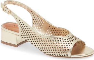 Bottero Botelsa Perforated Open Toe Slingback Pump in Dourado 22 at Nordstrom, Size 10