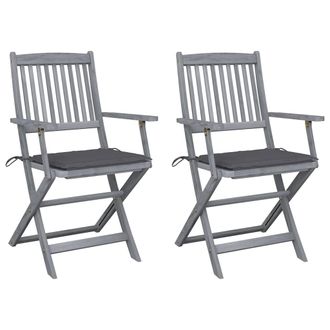 vidaXL Vidaxl - Sedie Da Giardino Pieghevoli 2pz Con Cuscini In Massello Acacia
