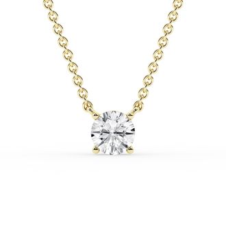 Grown Brilliance 1/2 Carat Round Lab Grown Diamond Necklace in 10K Yellow Gold, 18 Cable Chain, Lobster Clasp, G Color, SI Clarity