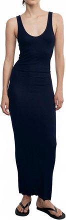 Enza Costa Stretch Silk Knit Maxi Tank Dress In Indigo