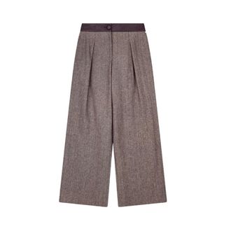 A|X Armani Exchange Broeken, Dames, Bruin, XS, Wol, Wijde Broek