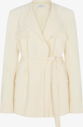 Serena Bute Relaxed Jacket with Georgette Trim - Cream
