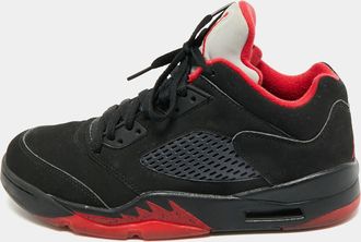 Air Jordan s Black Nubuck Leather Jordan 5 Lace Up Sneakers