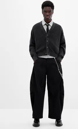 Sixth June Mens Loose sateen pleated pant Barrel fit