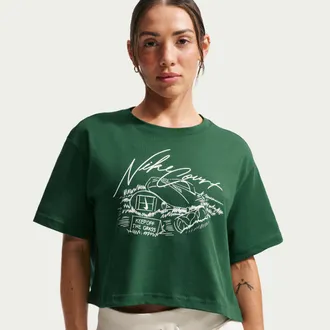 Nike Womens Cropped Tennis T-Shirt in Green | IM0310-341