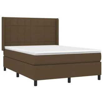 vidaXL Vidaxl - Giroletto A Molle Con Materasso Marrone Scuro 140x190cm Tessuto
