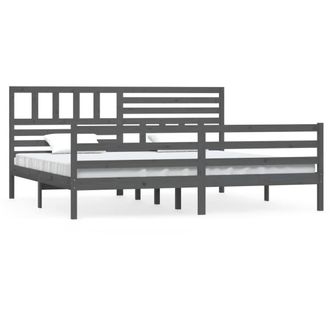 Berkfield Home Bed Frame Grey Solid Wood 200x200 cm