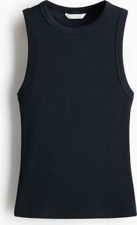 H&M Geripptes Tanktop - Marineblau