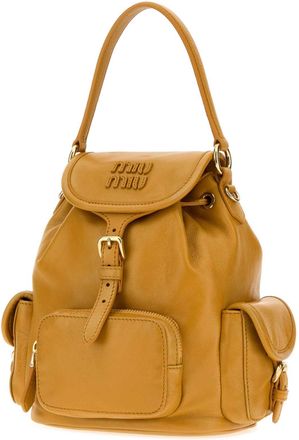 Miu Miu Womens Leather Backpack Shoulder Yellow