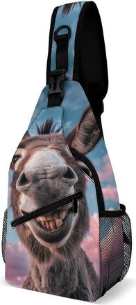 Generic Funny Donkey Mens Crossbody Chest Sling Bag for Travel Hiking Lightweight Shoulder Bags with Small Side