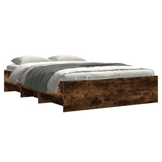 Berkfield Home Durable Bed Frame without Mattress Smoked Oak 140x200 cm Engineer in Brown