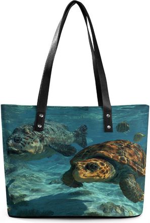 Generic Sea Turtle Prints Tote Bags for Women Cute Shoulder Purses Handbags