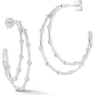 Glaze Jewelry Cubic Zirconia Double Hoop Earrings in Silver at Nordstrom Rack