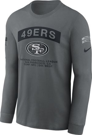 Nike San Francisco 49ers Salute to Service Nike Mens NFL Long-Sleeve T-Shirt in Grey | NKAC0AIA2T-RFD