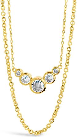 Sterling Forever Eileen CZ Bezel Layered Chain Necklace