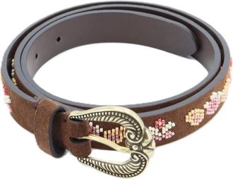Etro Cintura in camoscio con motivo ricamato - - Accessories - Donna - Marrone - L