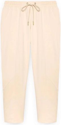 Fiorella Rubino Joggingbroek van fleece met trekkoord - Dames - Straight fit broeken - Beige - XS - Katoen - Broeken