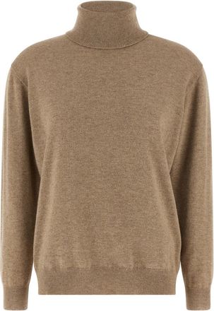 Brunello Cucinelli Beige Solid Turtle Neck Sweater