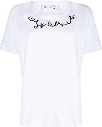 Off-white Uniseks Adult Linkerhand Logo Regular T-shirt (Wit, Wit)