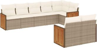 vidaXL Vidaxl - Juego De Sof&aacute;s De Jard&iacute;n Con Cojines Beige 8 Pzas Rat&aacute;n Pe