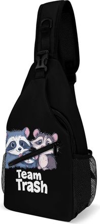 Generic Opossum Raccoon Rat Team Trash Unisex Shoulder Bags Casual Crossbody Chest Bag Sling Backpack for Hiking Cycling Travel