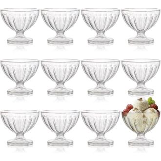 OEM Juego De 12 Cuencos De Postre De Acr&iacute;lico Transparente Para Helado, 250 Ml, 10,2 X 10,2 X 8,4 Cm, Ideales Para Helados, Ensaladas Y C&oacute;cteles