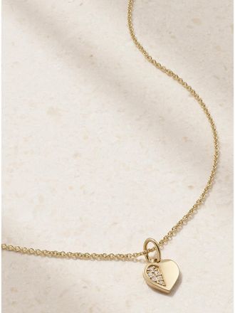 Sydney Evan Collana In Oro 14 Carati Con Diamanti Half Heart