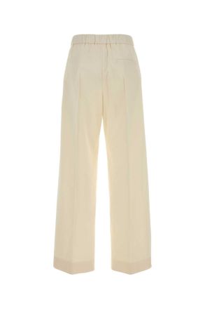 Jil Sander Womens Ivory Cotton Wide-Leg Pant Chalk Pantaloni