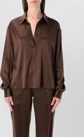 Tom Ford silk satin polo neck long sleeve top