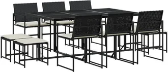 vidaXL Vidaxl - Set Da Pranzo Da Giardino 11 Pz Con Cuscini In Polyrattan Nero