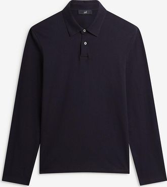 Dunhill Langarm-Poloshirt aus Baumwolle und Seide