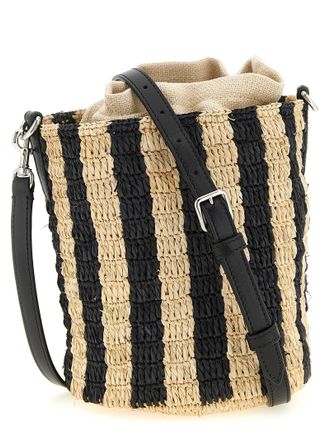 Valentino Garavani Womens Black Straw Shoulder Bag