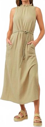 Dear John Denim Emerson Keyhole Midi Dress In Sea Kelp Gauze