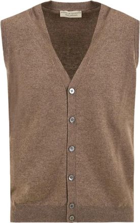 FILIPPO DE LAURENTIIS Buttoned Knit Vest - Heren - Spencers - Bruin - XL - Wol - Truien & Vesten